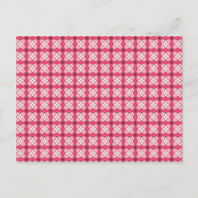 美しいヴィンテージ柄のピンク ポストカード (正面)