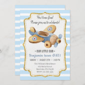 美しいヴィンテージ機ボーイ玩具誕生日インビタ 招待状 (正面/裏面)