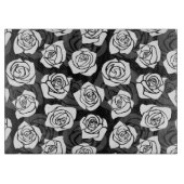 美しいヴィンテージ白黒のバラ カッティングボード (正面)
