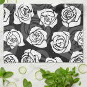 美しいヴィンテージ白黒のバラ キッチンタオル (折り畳み)