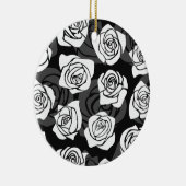 美しいヴィンテージ白黒のバラ セラミックオーナメント (右)