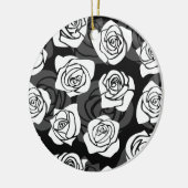 美しいヴィンテージ白黒のバラ セラミックオーナメント (左)