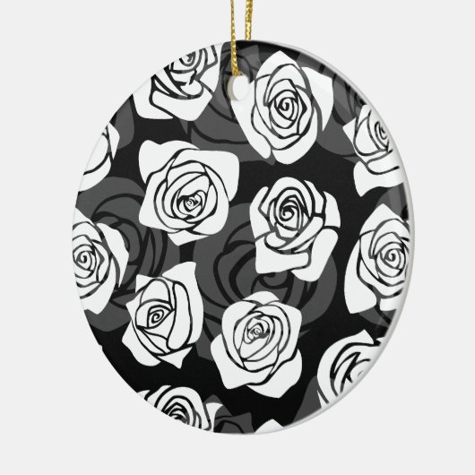 美しいヴィンテージ白黒のバラ セラミックオーナメント (左)