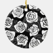 美しいヴィンテージ白黒のバラ セラミックオーナメント (裏面)