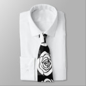 美しいヴィンテージ白黒のバラ ネクタイ (タイ)