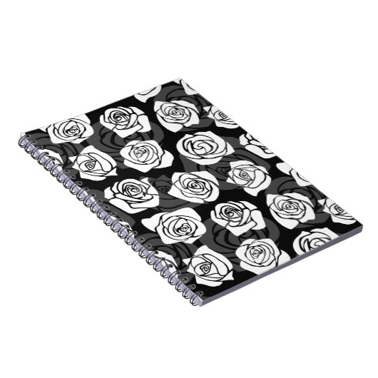 美しいヴィンテージ白黒のバラ ノートブック (右側)