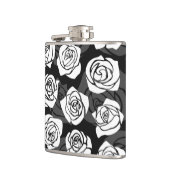 美しいヴィンテージ白黒のバラ フラスク (左)