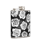 美しいヴィンテージ白黒のバラ フラスク (右)