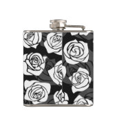 美しいヴィンテージ白黒のバラ フラスク (裏面)