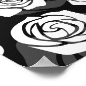 美しいヴィンテージ白黒のバラ ポスター (角)