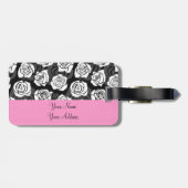 美しいヴィンテージ白黒のバラ ラゲッジタグ (裏面横)