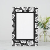 美しいヴィンテージ白黒のバラ 便箋 (スタンド正面)