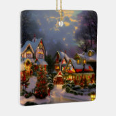 美しいヴィンテージ祝タウンのクリスマス セラミックオーナメント (右)