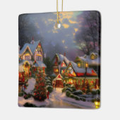 美しいヴィンテージ祝タウンのクリスマス セラミックオーナメント (左)