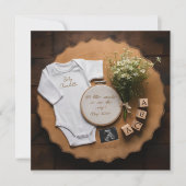 美しいヴィンテージ素朴な妊娠発表 招待状 (正面)