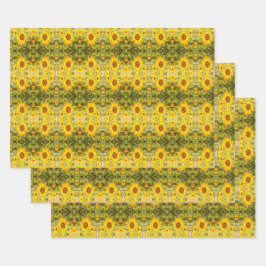 美しいヴィンテージ素朴ひまわり模様 ラッピングペーパーシート