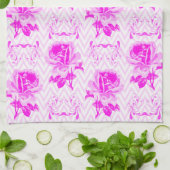 美しいヴィンテージ紫フローラ キッチンタオル (折り畳み)