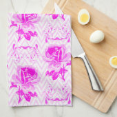美しいヴィンテージ紫フローラ キッチンタオル (四つ折り)