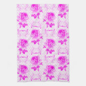 美しいヴィンテージ紫フローラ キッチンタオル (縦)