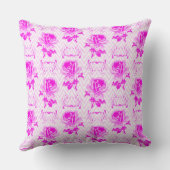 美しいヴィンテージ紫フローラ クッション (裏面)