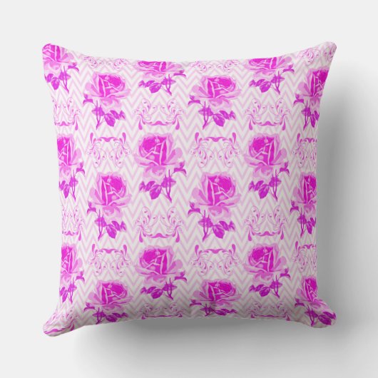 美しいヴィンテージ紫フローラ クッション (裏面)