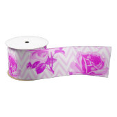 美しいヴィンテージ紫フローラ サテンリボン (リール)