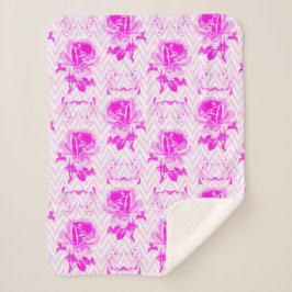 美しいヴィンテージ紫フローラ シェルパブランケット