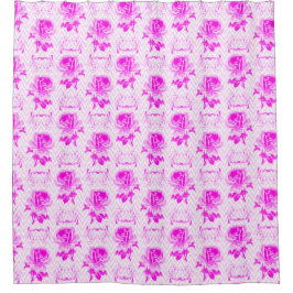 美しいヴィンテージ紫フローラ シャワーカーテン