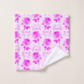 美しいヴィンテージ紫フローラ バスタオルセット (ウォッシュタオル)