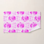 美しいヴィンテージ紫フローラ バスタオルセット (ハンドタオル)