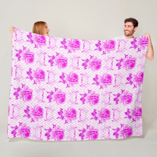 美しいヴィンテージ紫フローラ フリースブランケット (インサイチュ)