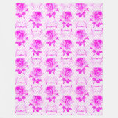 美しいヴィンテージ紫フローラ フリースブランケット (正面)