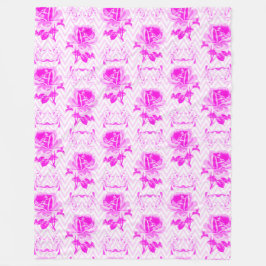 美しいヴィンテージ紫フローラ フリースブランケット