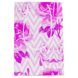 美しいヴィンテージ紫フローラ ミディアムペーパーバッグ