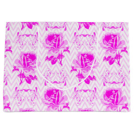 美しいヴィンテージ紫フローラ ラージペーパーバッグ