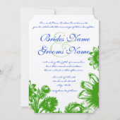 美しいヴィンテージ結婚の花 招待状 (正面)