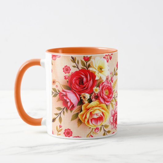 美しいヴィンテージ花マグカップ マグカップ (左)