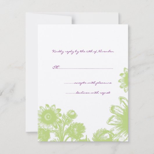 美しいヴィンテージ花結婚式RSVPカード 出欠カード (正面)