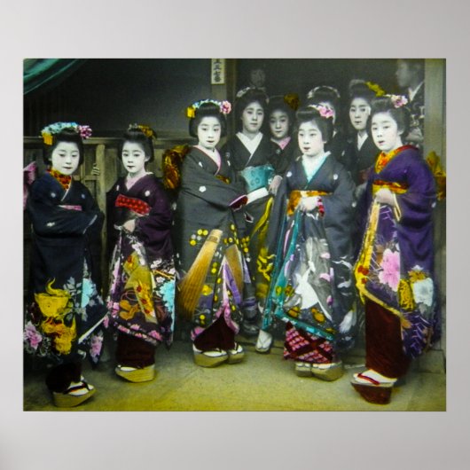 美しいヴィンテージ芸者ジャパン魔法ランタンスライド ポスター (正面)