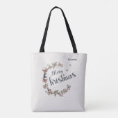 美しいヴィンテージ蝶メリークリスマス トートバッグ (裏面)