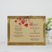 美しいヴィンテージ金ゴールドダマスク結婚式プログラム (スタンド正面)