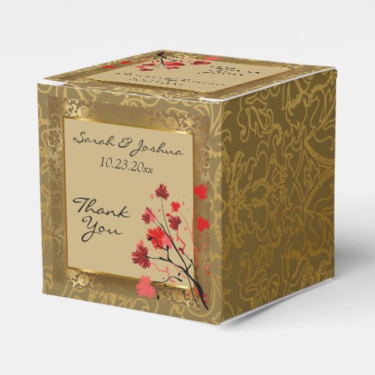 美しいヴィンテージ金ゴールドダマスク&アールデコ フェイバーボックス (正面サイド)