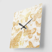 美しいヴィンテージ金ゴールド、蝶パターン、ゴルド スクエア壁時計 (傾斜)
