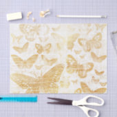 美しいヴィンテージ金ゴールド、蝶パターン、ゴルド 薄葉紙 (クラフト)