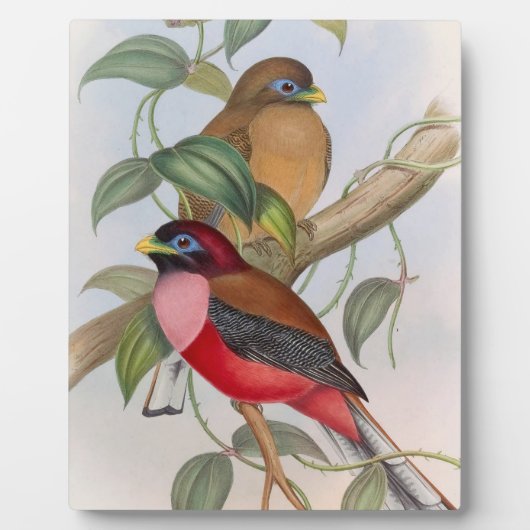 美しいヴィンテージ鳥のテーブルトッププラークとイーゼル フォトプラーク (正面)