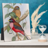 美しいヴィンテージ鳥のテーブルトッププラークとイーゼル フォトプラーク (側面)