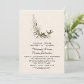 美しいヴィンテージ鳥の婚約パーティ招待状 招待状 (スタンド正面)