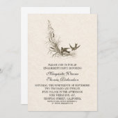 美しいヴィンテージ鳥の婚約パーティ招待状 招待状 (正面/裏面)