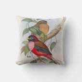 美しいヴィンテージ鳥リバーシブル枕 クッション (正面)