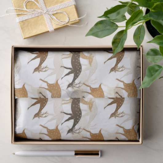 美しいヴィンテージ鹿のシームレスなパターン 薄葉紙 (ギフト)